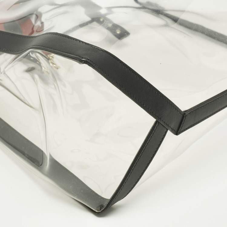 Pre Owned Valentino Black/Red Leather and PVC VLTN Rockstud Tote