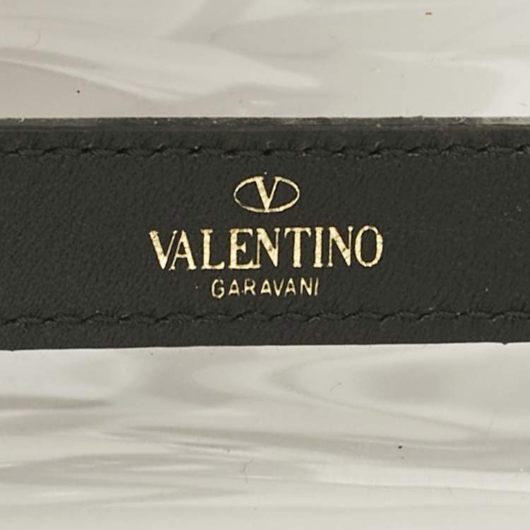 Pre Owned Valentino Black/Red Leather and PVC VLTN Rockstud Tote