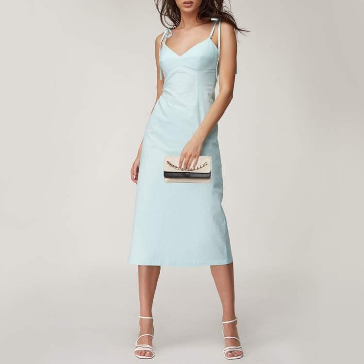 Pre Owned Valentino Cream/Black Leather Rockstud Chain Link Flap Clutch