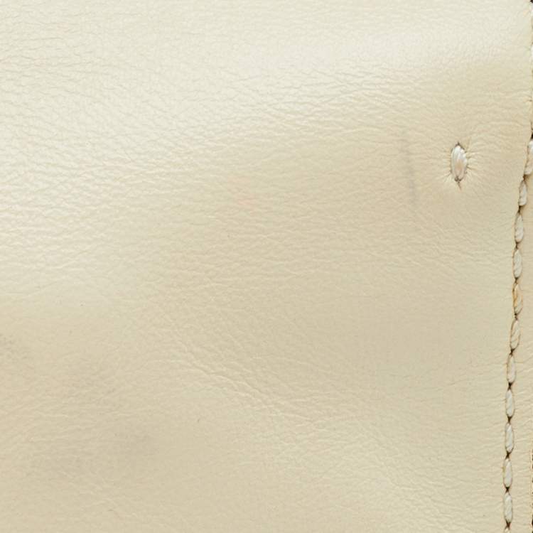 Pre Owned Valentino Cream/Black Leather Rockstud Chain Link Flap Clutch