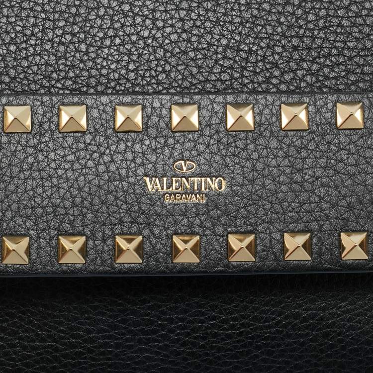 Pre Owned Valentino Black Leather Rockstud Shoulder Bag