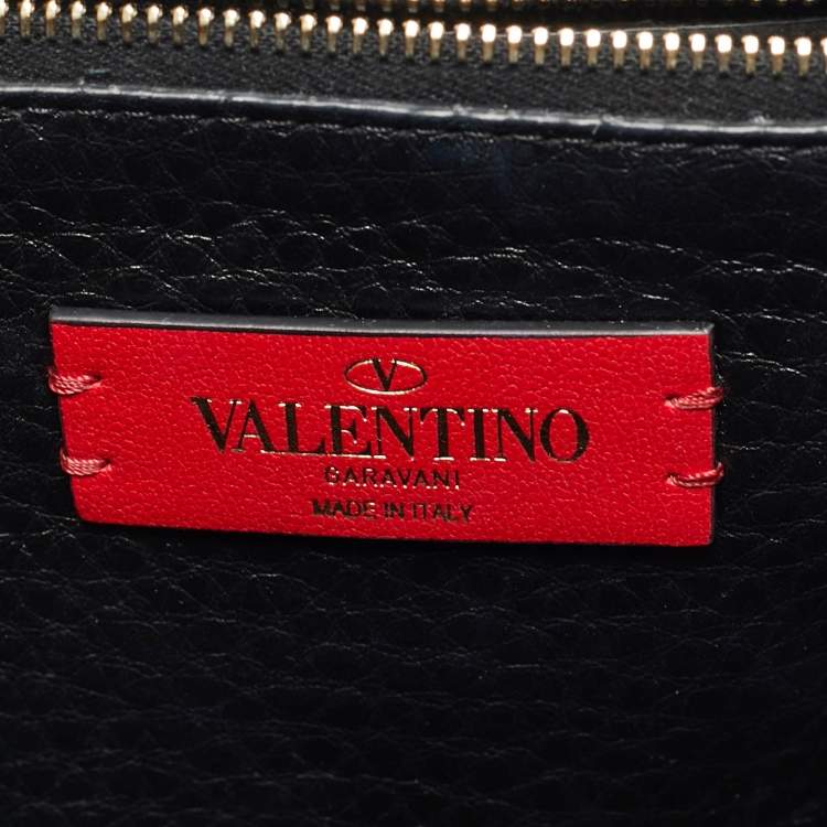 Pre Owned Valentino Black Leather Rockstud Shoulder Bag