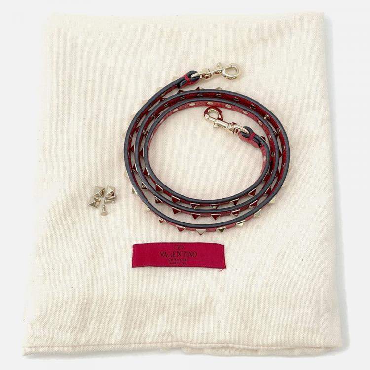 Pre Owned Valentino Garavani Rock Studded 2-Way Shoulder Bag Red Leather