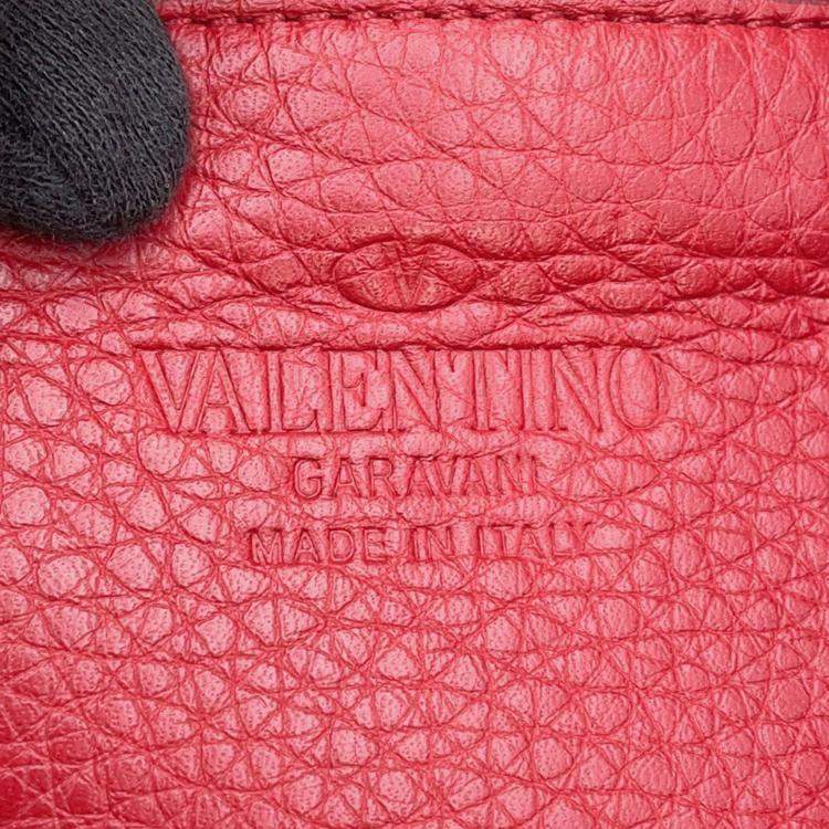 Pre Owned Valentino Garavani Rock Studded 2-Way Shoulder Bag Red Leather