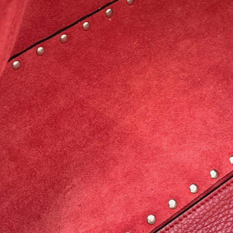 Pre Owned Valentino Garavani Rock Studded 2-Way Shoulder Bag Red Leather