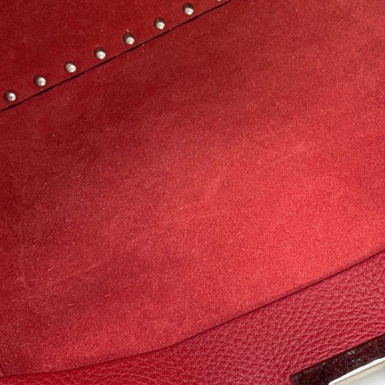 Pre Owned Valentino Garavani Rock Studded 2-Way Shoulder Bag Red Leather