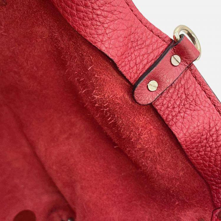 Pre Owned Valentino Garavani Rock Studded 2-Way Shoulder Bag Red Leather