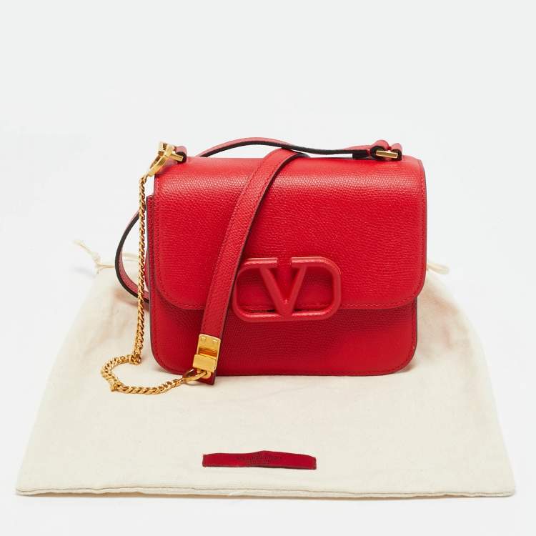 Pre Owned Valentino Red Leather VSling Shoulder Bag