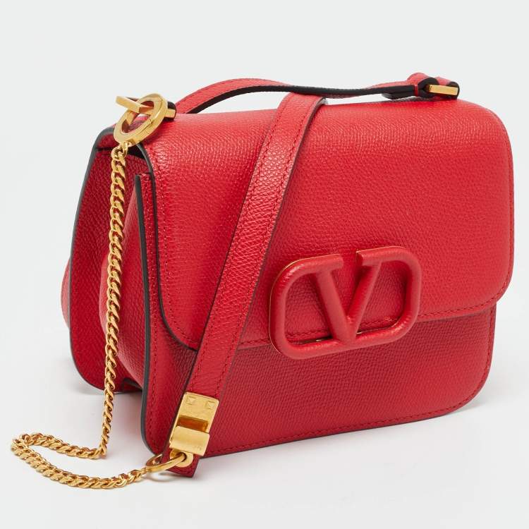 Pre Owned Valentino Red Leather VSling Shoulder Bag