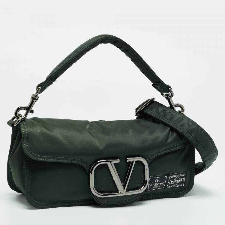 Pre Owned Valentino x Porter Dark Green Nylon Loco Shoulder Bag