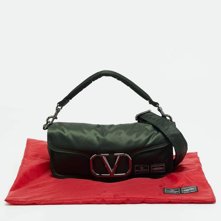 Pre Owned Valentino x Porter Dark Green Nylon Loco Shoulder Bag