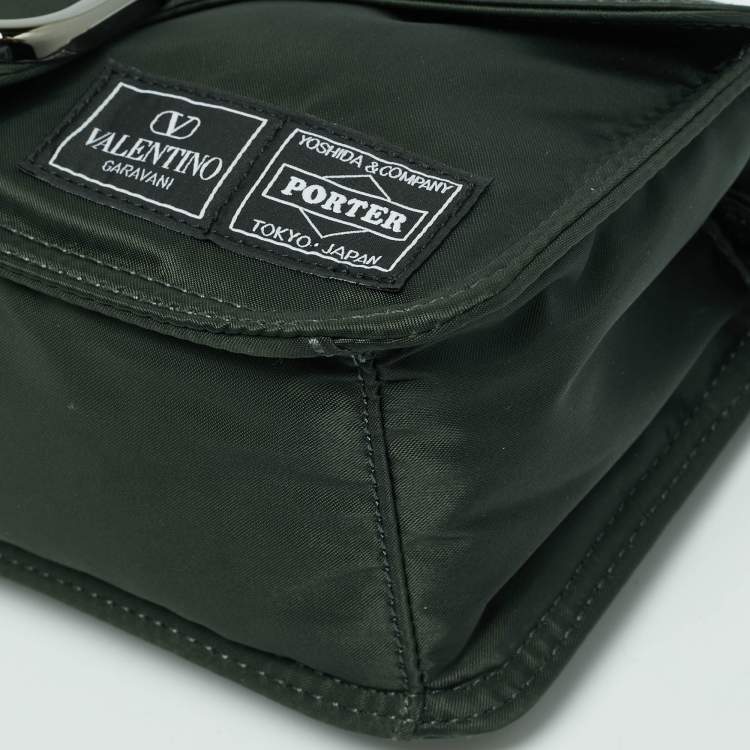 Pre Owned Valentino x Porter Dark Green Nylon Loco Shoulder Bag