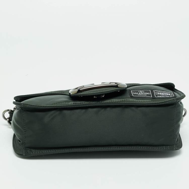 Pre Owned Valentino x Porter Dark Green Nylon Loco Shoulder Bag