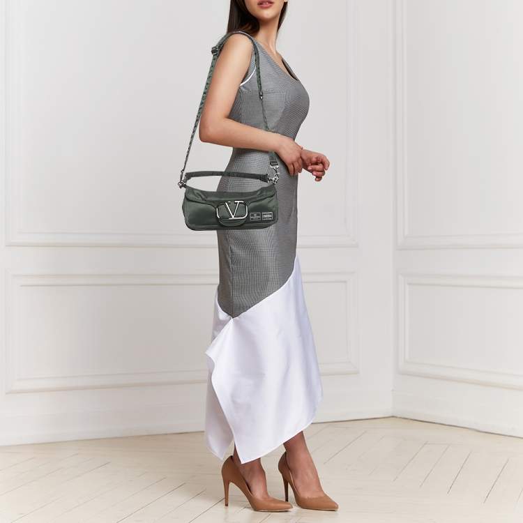 Pre Owned Valentino x Porter Dark Green Nylon Loco Shoulder Bag