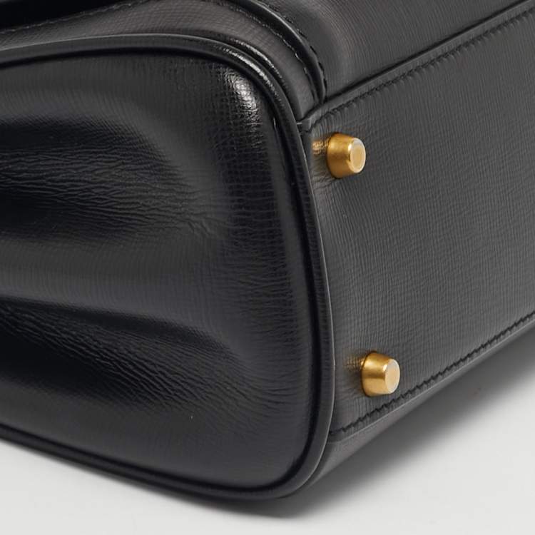 Pre Owned Valentino Black Leather Medium Alcove Rockstud Top Handle Bag