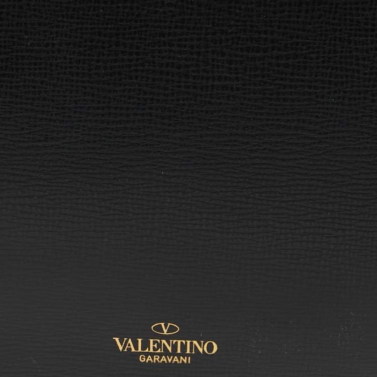 Pre Owned Valentino Black Leather Small Zip Flat Pouch