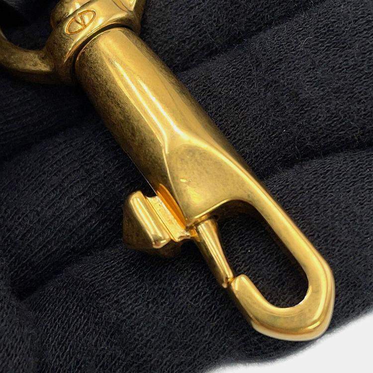 Pre Owned Valentino Garavani V Logo Walk 2-Way Bag Black Leather Size Small