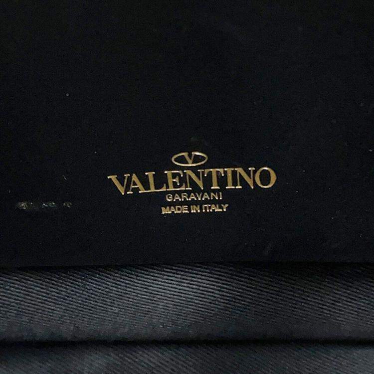 Pre Owned Valentino Garavani V Logo Walk 2-Way Bag Black Leather Size Small