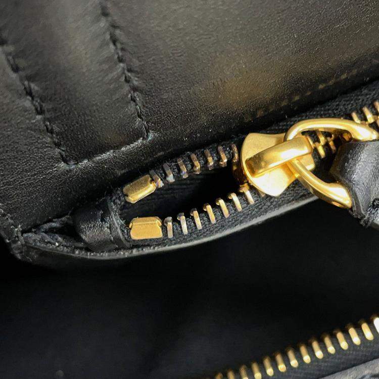 Pre Owned Valentino Garavani V Logo Walk 2-Way Bag Black Leather Size Small