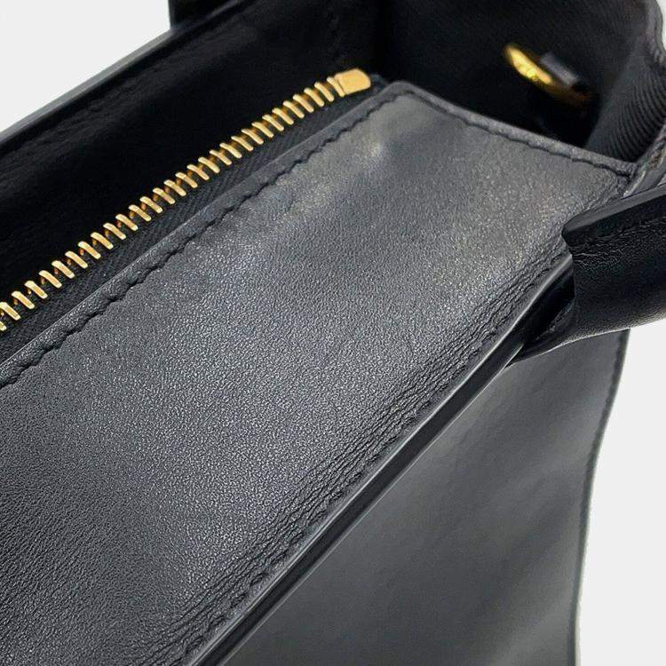 Pre Owned Valentino Garavani V Logo Walk 2-Way Bag Black Leather Size Small