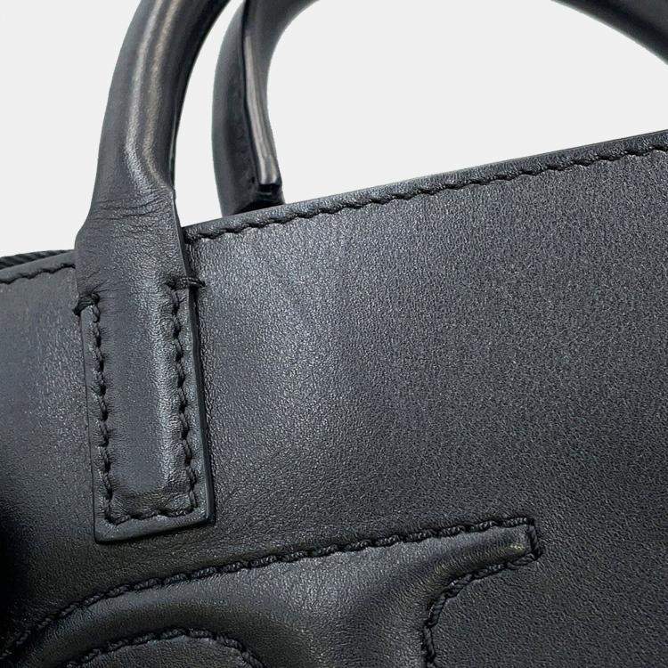 Pre Owned Valentino Garavani V Logo Walk 2-Way Bag Black Leather Size Small