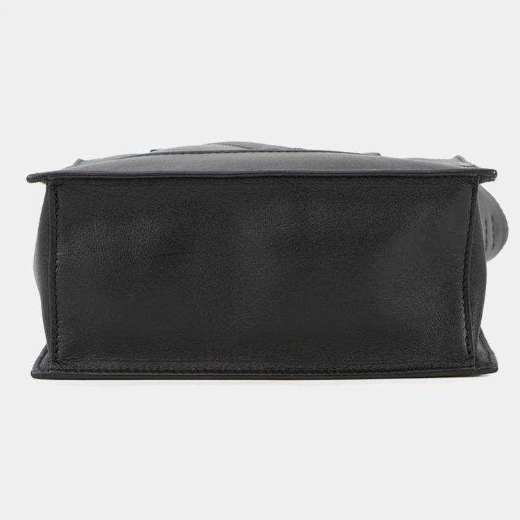 Pre Owned Valentino Garavani V Logo Walk 2-Way Bag Black Leather Size Small