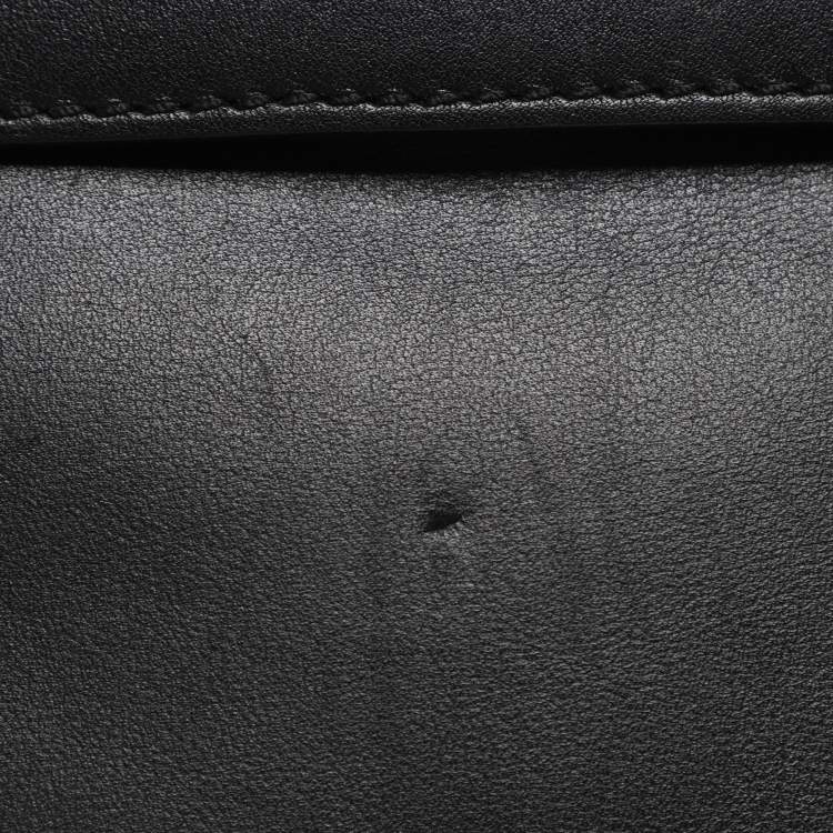 Pre Owned Valentino Embellished Flap Black Leather Top Handle Bag