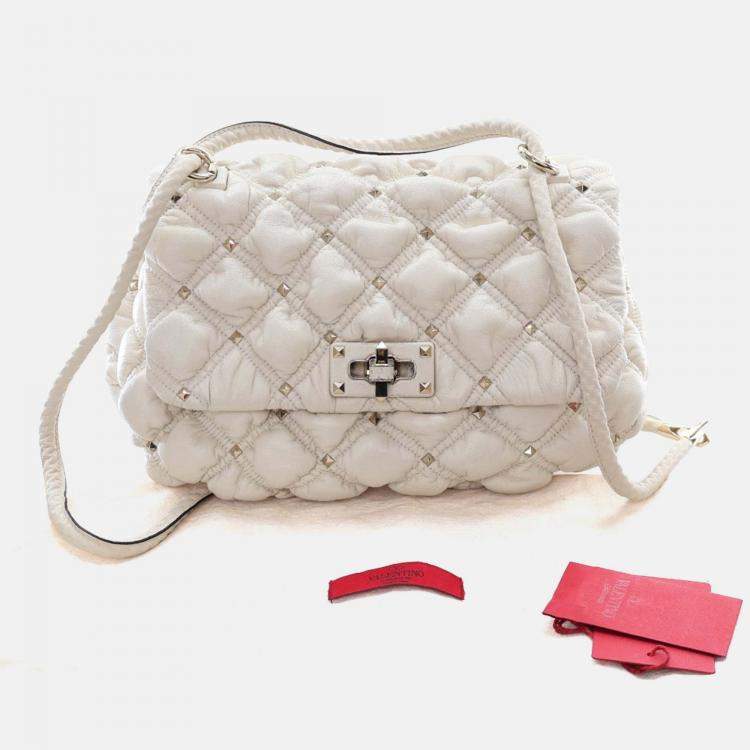 Pre Owned Valentino Medium Lambskin SpikeMe Flap Bag