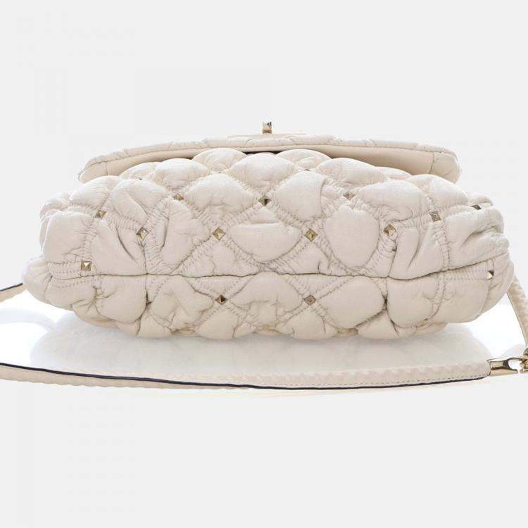 Pre Owned Valentino Medium Lambskin SpikeMe Flap Bag