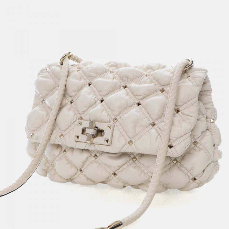 Pre Owned Valentino Medium Lambskin SpikeMe Flap Bag