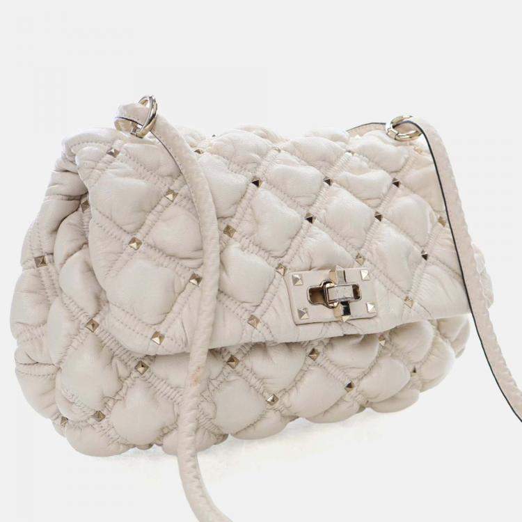 Pre Owned Valentino Medium Lambskin SpikeMe Flap Bag