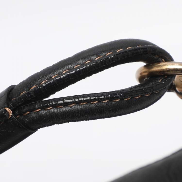 Pre Owned Valentino Escape V Logo Black Leather Shoulder Bag