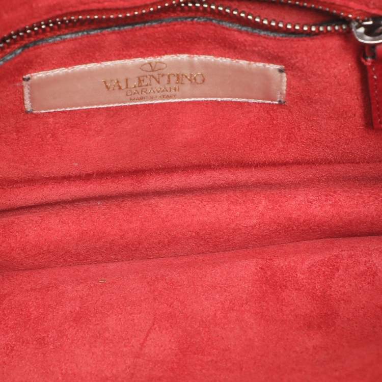 Pre Owned Valentino Rolling Rockstud Red Leather Shoulder Bag