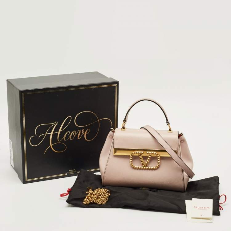 Pre Owned Valentino Alcove Rockstud Small Pink Leather Top Handle Bag