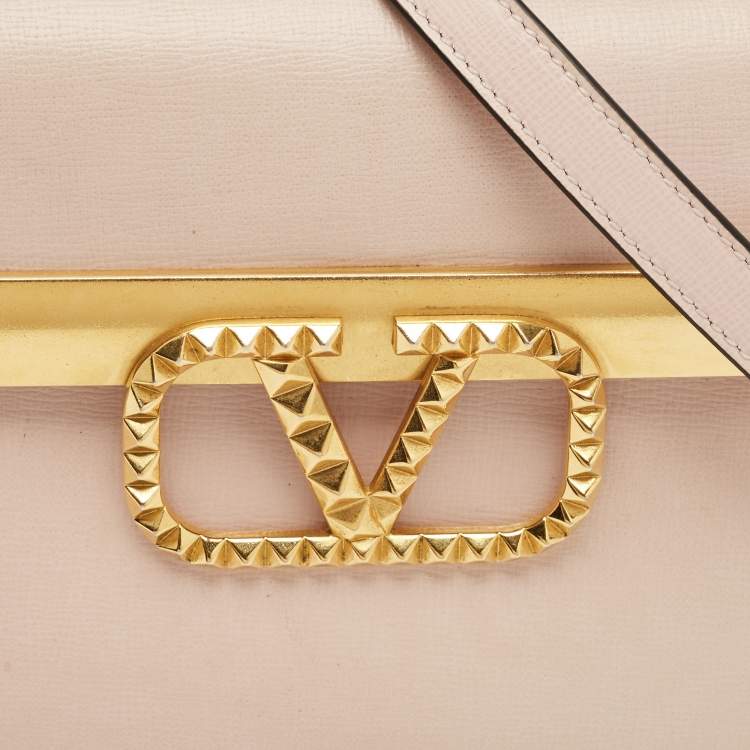 Pre Owned Valentino Alcove Rockstud Small Pink Leather Top Handle Bag