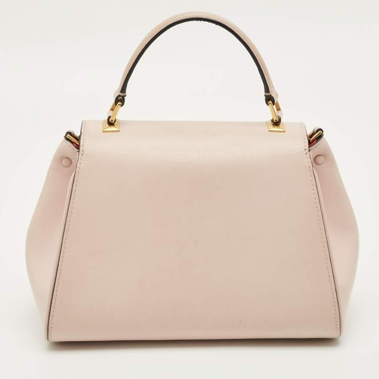Pre Owned Valentino Alcove Rockstud Small Pink Leather Top Handle Bag