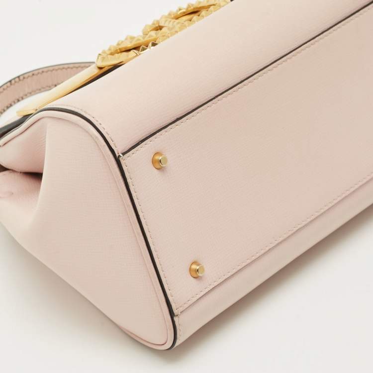 Pre Owned Valentino Alcove Rockstud Small Pink Leather Top Handle Bag