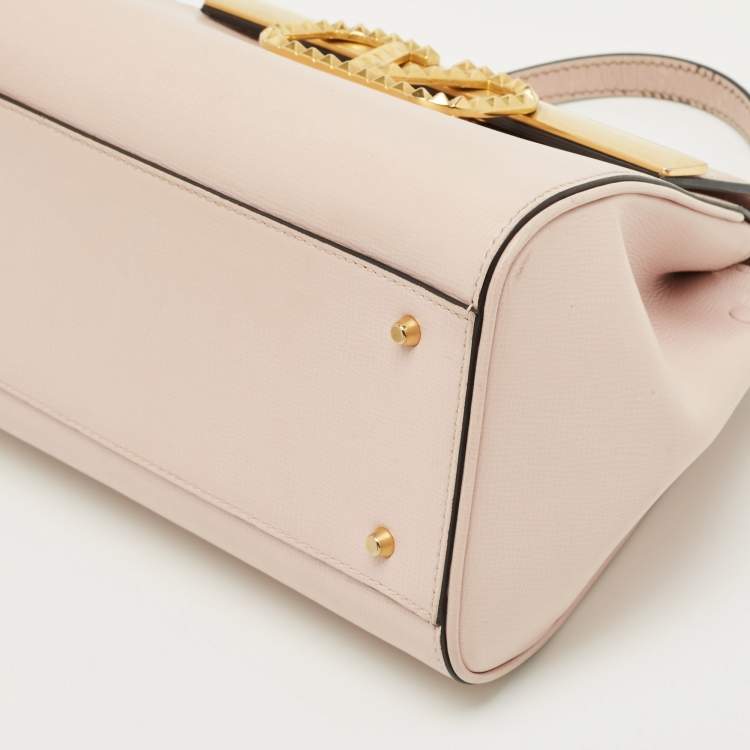 Pre Owned Valentino Alcove Rockstud Small Pink Leather Top Handle Bag