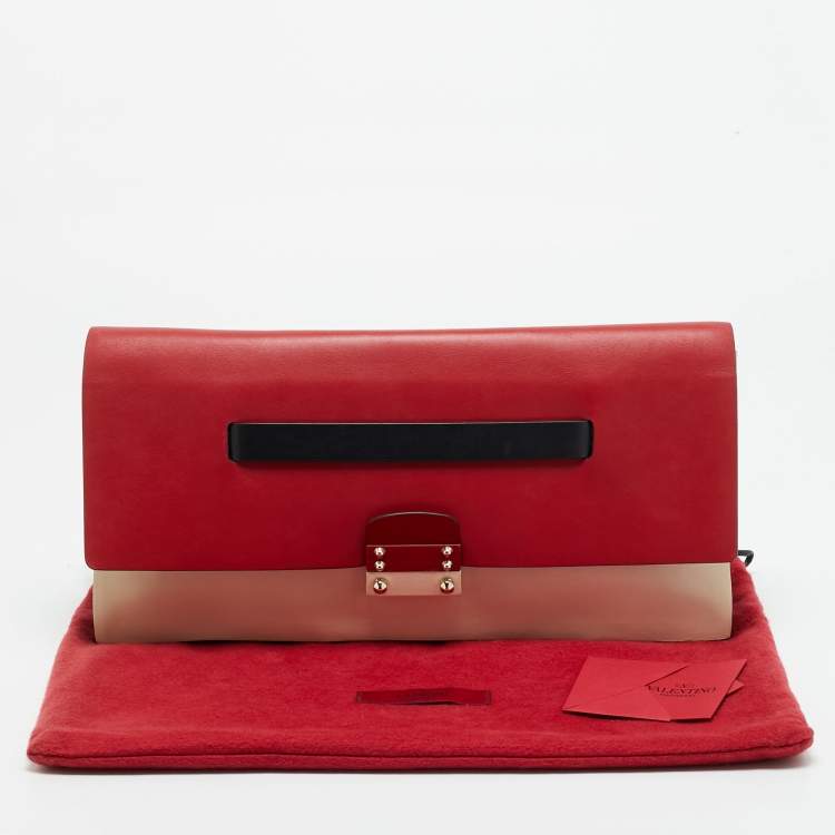 Pre Owned Valentino Mime Tricolor Leather Clutch