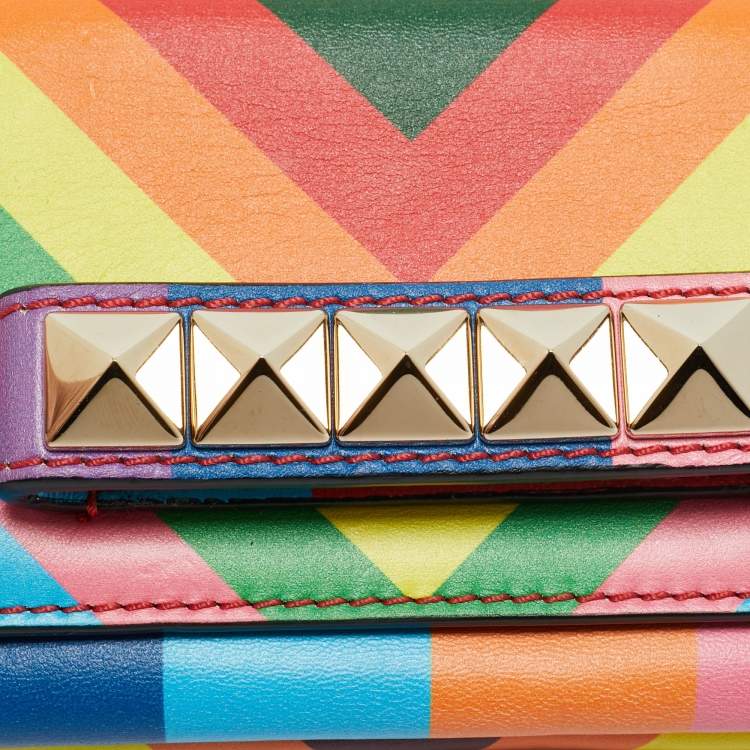 Pre Owned Valentino Va Va Voom 1973 Multicolor Leather Chain Clutch