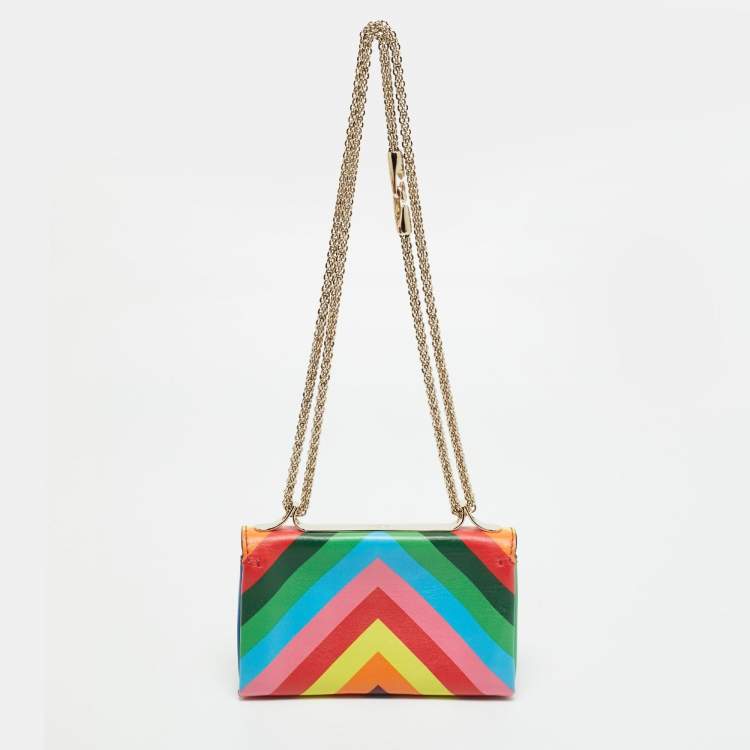 Pre Owned Valentino Va Va Voom 1973 Multicolor Leather Chain Clutch