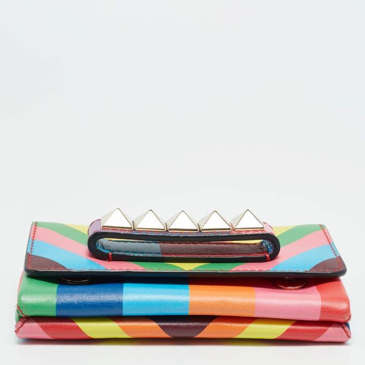 Pre Owned Valentino Va Va Voom 1973 Multicolor Leather Chain Clutch