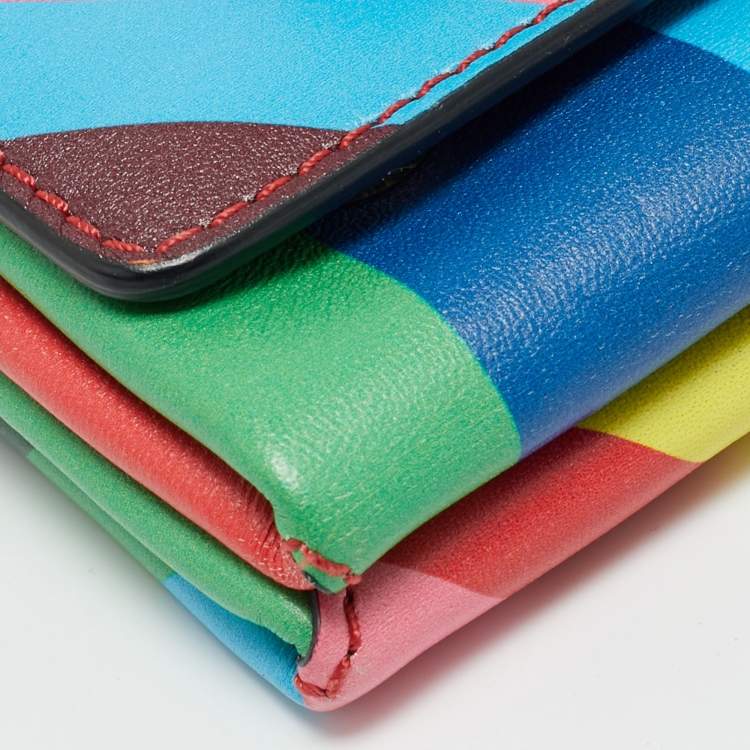 Pre Owned Valentino Va Va Voom 1973 Multicolor Leather Chain Clutch