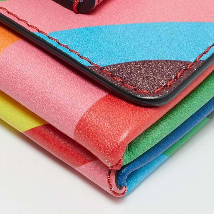 Pre Owned Valentino Va Va Voom 1973 Multicolor Leather Chain Clutch