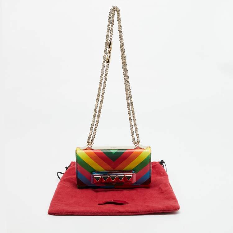 Pre Owned Valentino Va Va Voom 1973 Multicolor Leather Chain Clutch