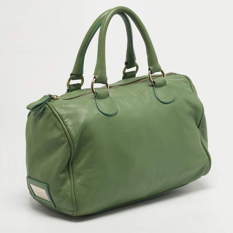 Pre Owned Valentino Green Leather Boston Bag