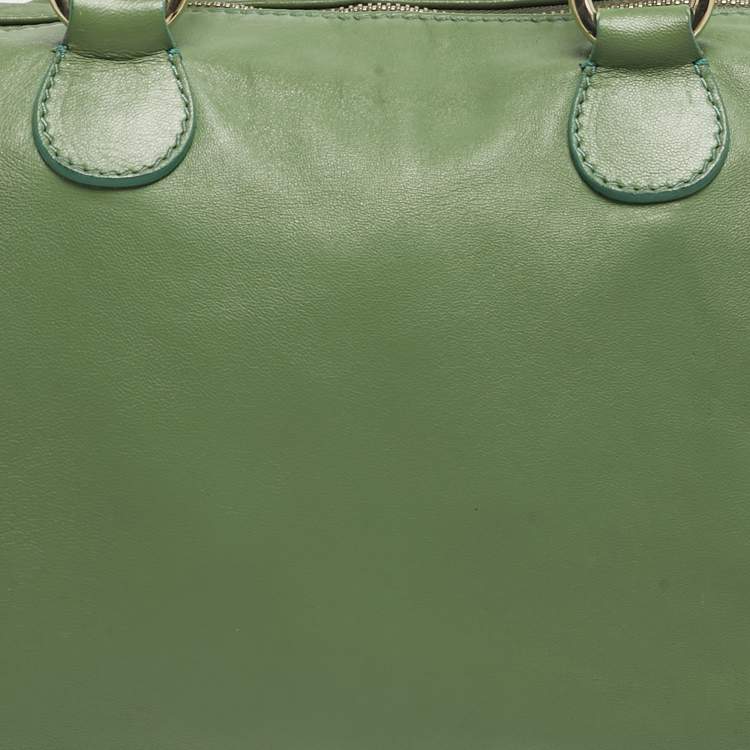 Pre Owned Valentino Green Leather Boston Bag