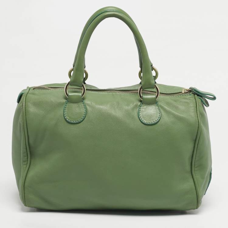 Pre Owned Valentino Green Leather Boston Bag