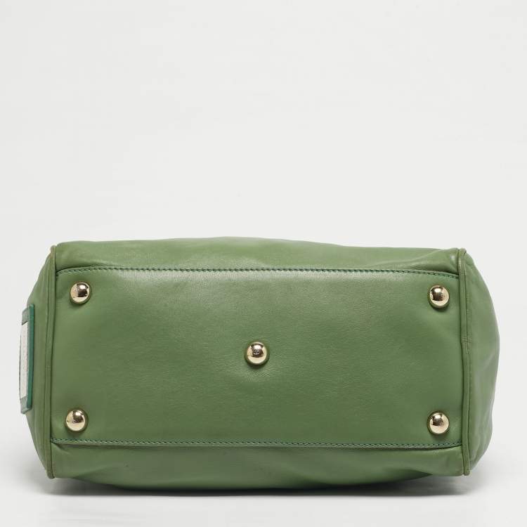 Pre Owned Valentino Green Leather Boston Bag
