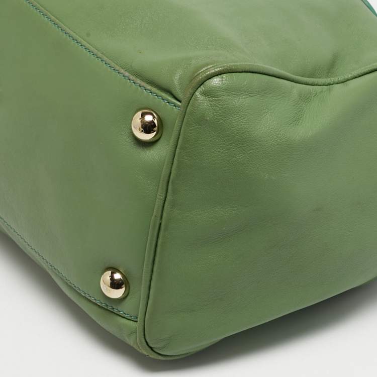 Pre Owned Valentino Green Leather Boston Bag